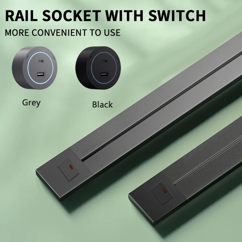 Wall-Mounted Kitchen Power Rail with Switch