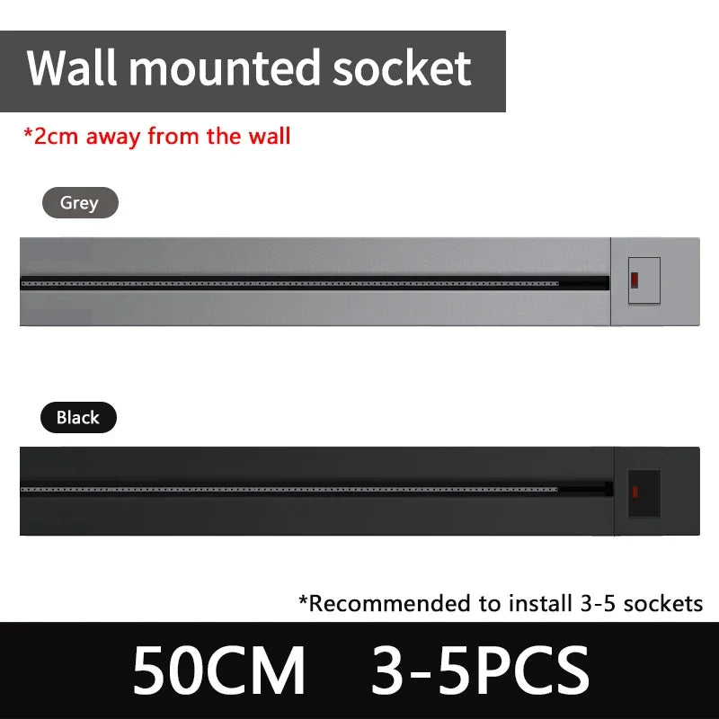 Wall-Mounted Kitchen Power Rail with Switch