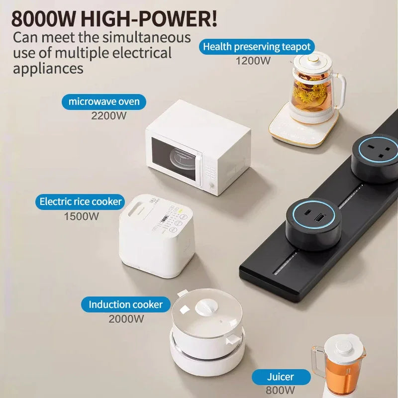 Wall-Mounted Kitchen Power Rail with Switch