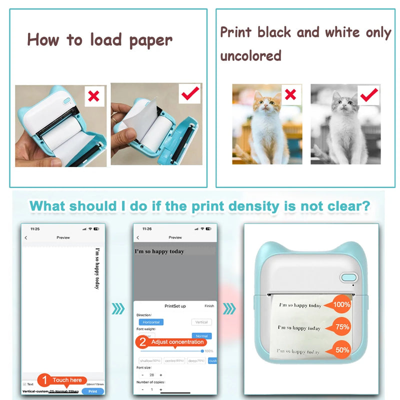 Portable Inkless Thermal Printer